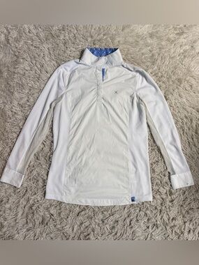 Women’s Large White Tredstep Long Sleeve Horseback Riding Show Shirt. Good Cond.